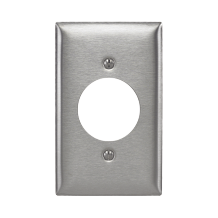 Placa para Receptaculo Sencillo 20 y 30 A de Media Vuelta/ 1.6 (40 mm) / Acero Inoxidable.