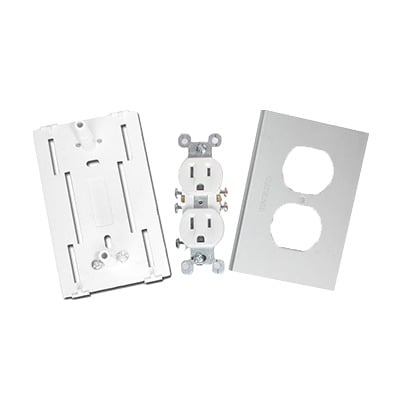 INKA-100-DUPLEX Contacto eléctrico doble, soporte y tapa de PVC auto extinguible y aluminio, universal (8191-10200)