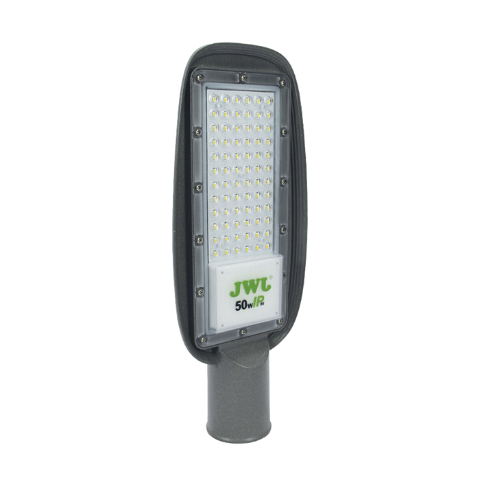 Luminaria LED de 50 W/ 100 - 265 V CA ~50/60 Hz / Fotocelda / Color Blanco/ Dimensiones 160 x 390 x 78 mm / Ángulo de Luz 135°.
