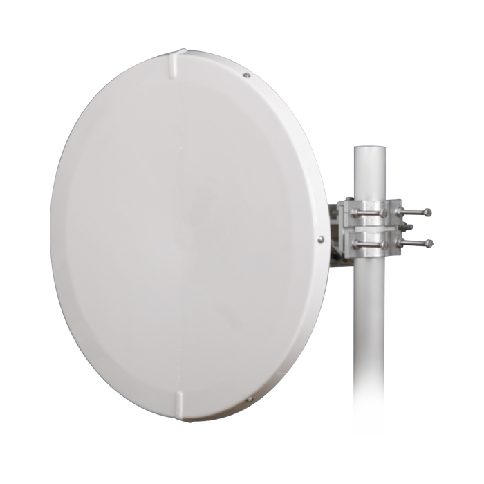 Antena Direccional de Alto Rendimiento / 30.5 ± 1 dBi / 2 ft / 5.9-7.125 GHz / Conectores RP-SMA / Alto Aislamiento al Ruido / Fácil Montaje y herraje de acero inoxidable / Radomo Incluido