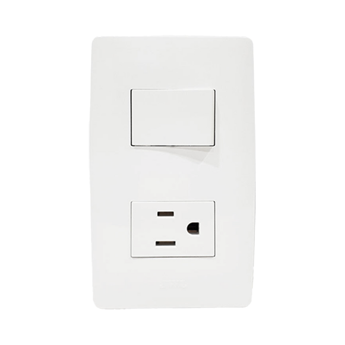 Apagador Escalera y Contacto de 127 V~60 Hz 10/15 A.