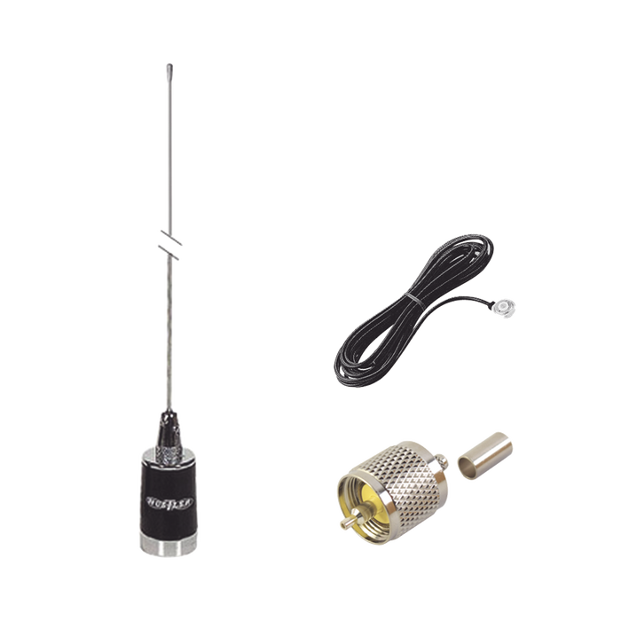 kit de antena móvil de 3dB de Ganancia en VHF 148-174 MHZ, Incluye LMG150 + CHMB + RFU505