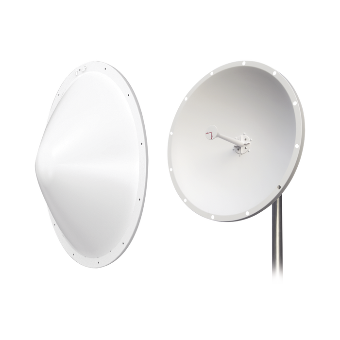 Kit de Antena y radomo, ganancia de 28 dBi, rango de frecuencia extendida (4.9 a 6.5 GHz), conectores N-Macho, incluye jumper, distancia de hasta 15 km