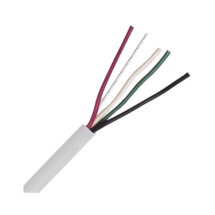 Bobina de Cable 305 Metros: 4 x 22 AWG, Color Blanco, CM, Para Sistemas de Seguridad y Alarmas