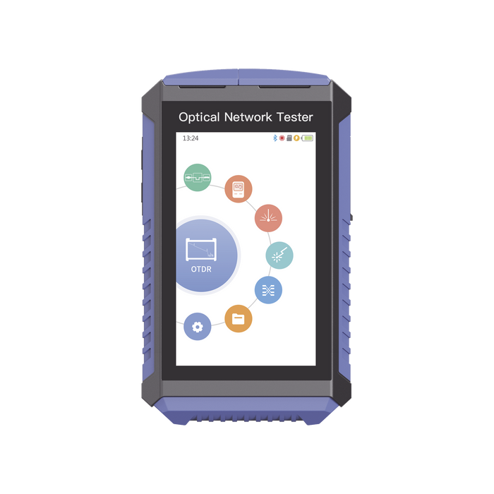 Mini OTDR Touch para pruebas en enlaces fibra Óptica Activos (Prueba de Fibra Viva) / Longitud de Onda en 1625nm / Integra Función OPM / Integra Función VFL 5mW / Mapeo de Cables RJ45 / Recargable / Distancia de prueba hasta 100 km