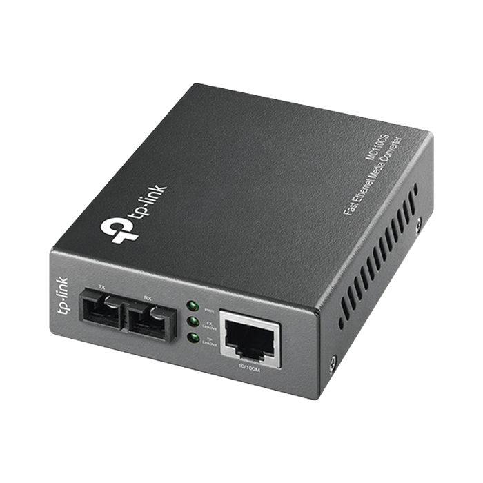 Convertidor Fibra Óptica Monomodo / 1 Puerto RJ45 10/100 Mbps / Puerto Fibra Óptica SC 100 Mbps / Hasta 20 kilometros / Plug and Play