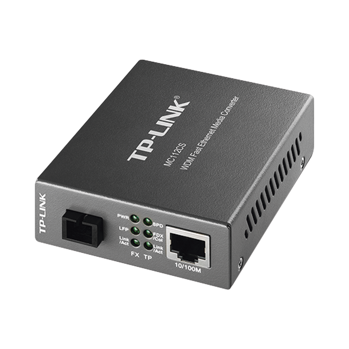 Convertidor Fibra Óptica WDM Monomodo / 1 puerto RJ45 10/100 Mbps / 1 puerto SC/UPC 100 Mbps / Hasta 20 Km / Para su Funcionamiento Requiere el Modelo MC111CS / Plug and Play