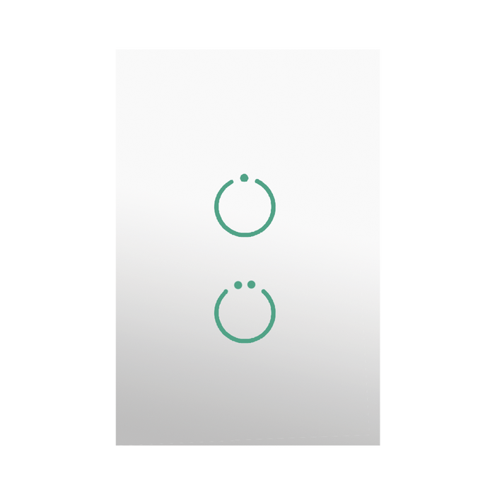 (ZWAVE) Interruptor On/Off panel táctil touch inalámbrico Zwave Plus 2 botones. No requiere cable neutro, Compatible con Hubitat HC8, Álula M2M, otros