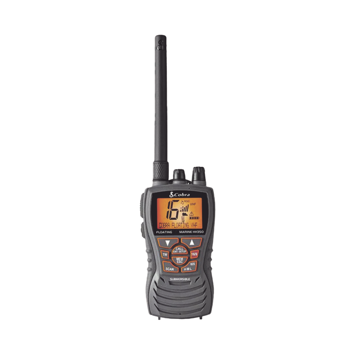 Radio portátil marino flotante y sumergible con función de eliminación de agua de la bocina mediante vibración, potencia de RF de 6 Watts.