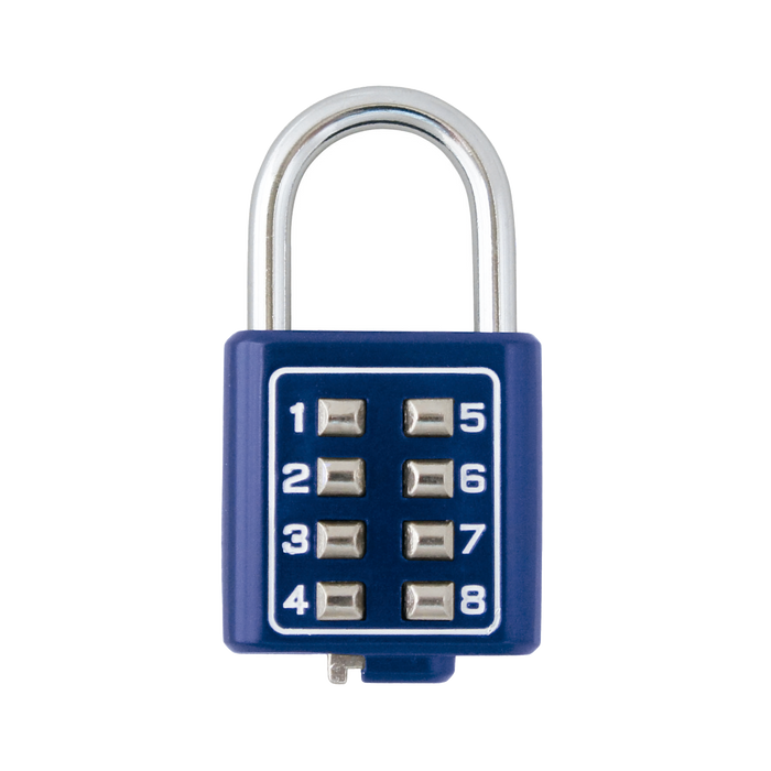 Candado Digital de Combinación M35 / No Requiere Llave / Combinación única integrada por 4 dígitos / Color Azul.