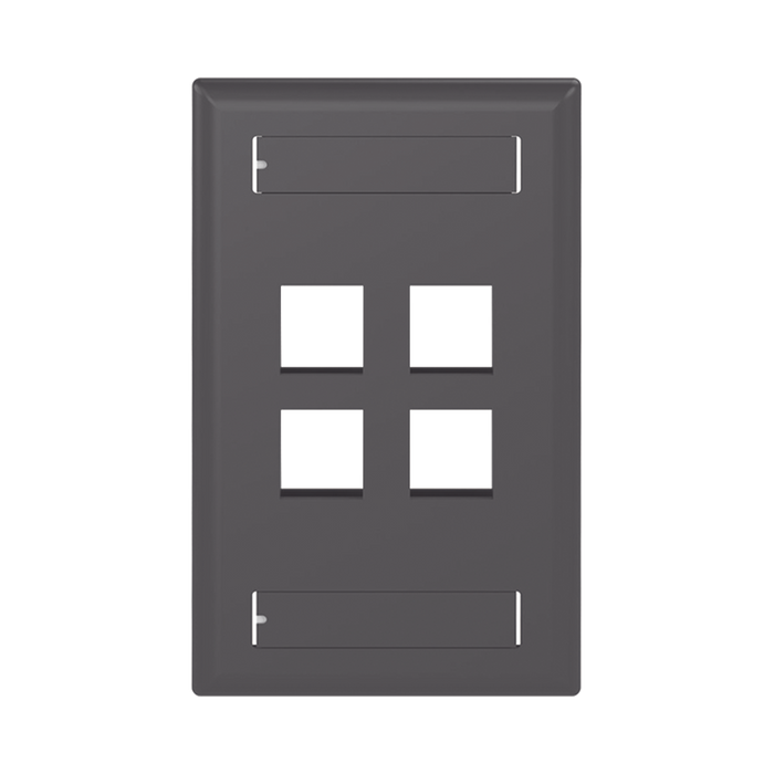 Placa de Pared Vertical, Salida Para 4 Puertos Keystone, Con Espacios Para Etiquetas, Color Negro