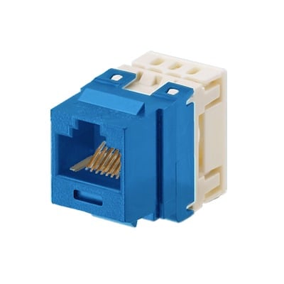 NKP5E88MBU Conector Jack Estilo 110 (de Impacto), Tipo Keystone, Categoría 5e, de 8 posiciones y 8 cables, Color Azul