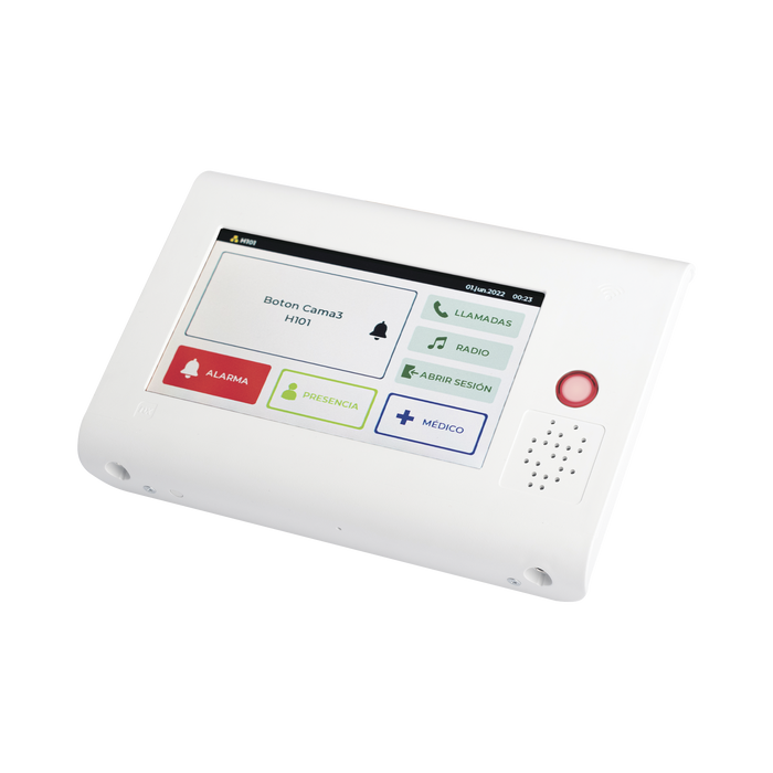 Terminal de Habitación IP / Lector RFID 125 KHz / Audio Bidireccional / SIP / PoE / Pantalla Táctil 7 / Compatible con NX1071 y NX1075