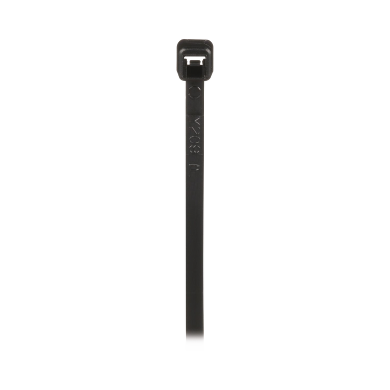 Cincho de Nylon 6.6 de Bloqueo, 203 mm largo x 2.5mm ancho, Color Negro, Exterior Resistente a Rayos UV, Paquete de 1000pz