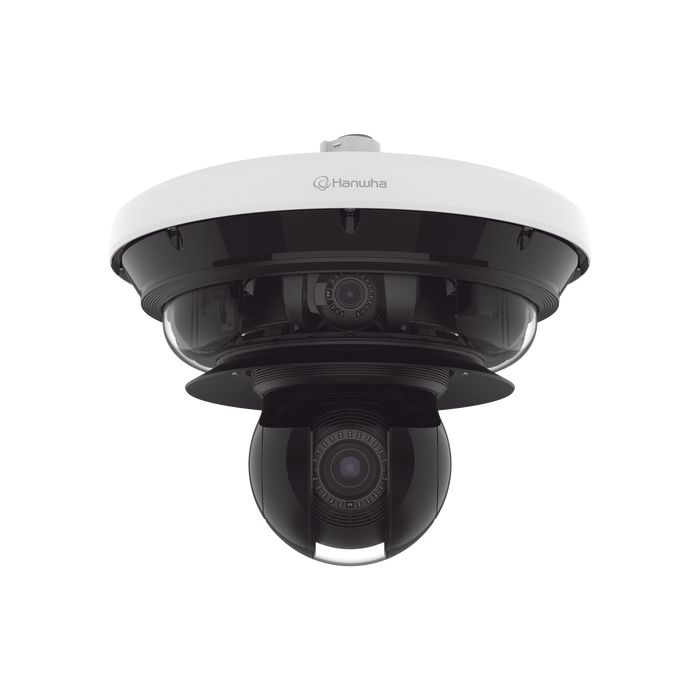 Cámara IP Multisensor 34MP (4 sensores 4K) con lentes motorizados / PTZ 2 MP 40X / Hasta 2 tarjetas MicroSD de 512GB / WDR de hasta 150dB / IP66 / IK10 / autoseguimiento / Inteligencia artificial para eventos