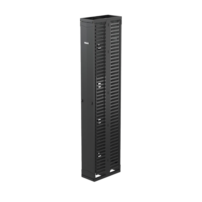 Organizador Vertical PatchRunner?, Doble (Frontal y Posterior), Para Rack Abierto de 45 Unidades, 10in de Ancho, Color Negro
