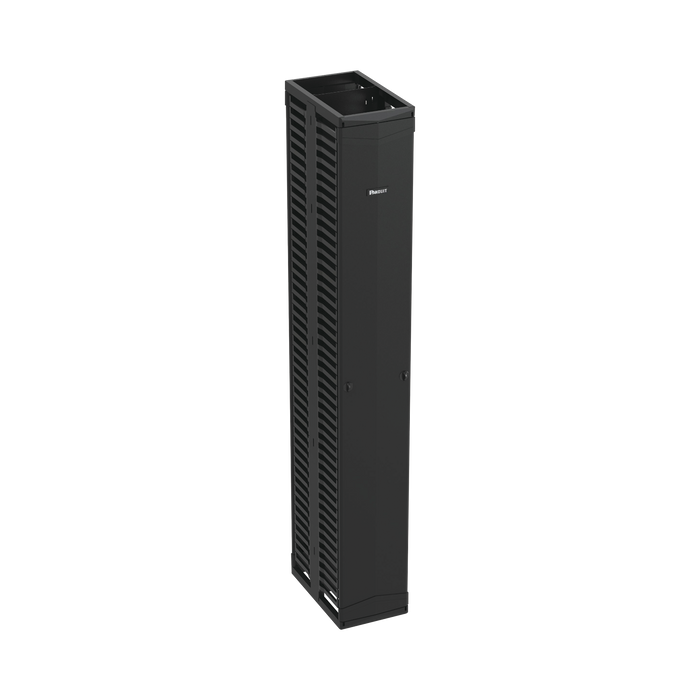 Organizador Vertical PatchRunner?, Doble (Frontal y Posterior), Para Rack Abierto de 45 Unidades, 12in de Ancho, Color Negro