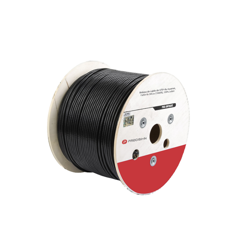 PSC-CAT5EXT-GEL Bobina de cable de UTP de 4 pares Cat5e de 305 m (1000 ft), 100% Cobre, LDPE Resistente a rayos UV Relleno de Gel, Color Negro, 24 AWG, Uso en Exterior,  Para Aplicaciones de Voz, Datos y Video