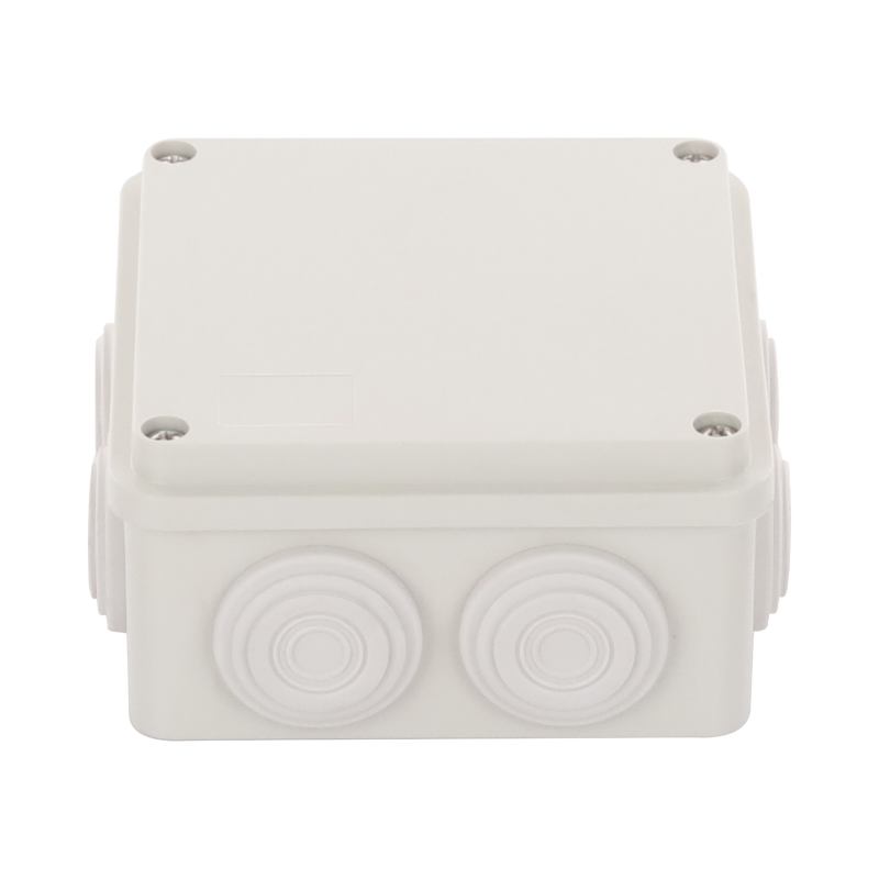 PST-1010-ER Caja Derivación-Conexión de Plástico (100 X 100 X 54 mm) con 7 Glándulas de Goma. Para Instalaciones Comerciales, Residenciales e Industriales. Incluye Tornillería para su Tapa.
