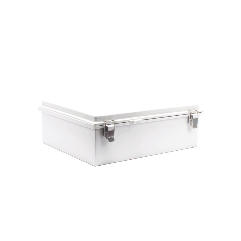 PST-3546-16E Gabinete de Plástico ABS, Uso en Intemperie IP66 (350 x 460 x 160 mm) Cierre por Broche Inoxidable y Permite Cerrado con Candado y Llave (Perno 5mm) No Incluido