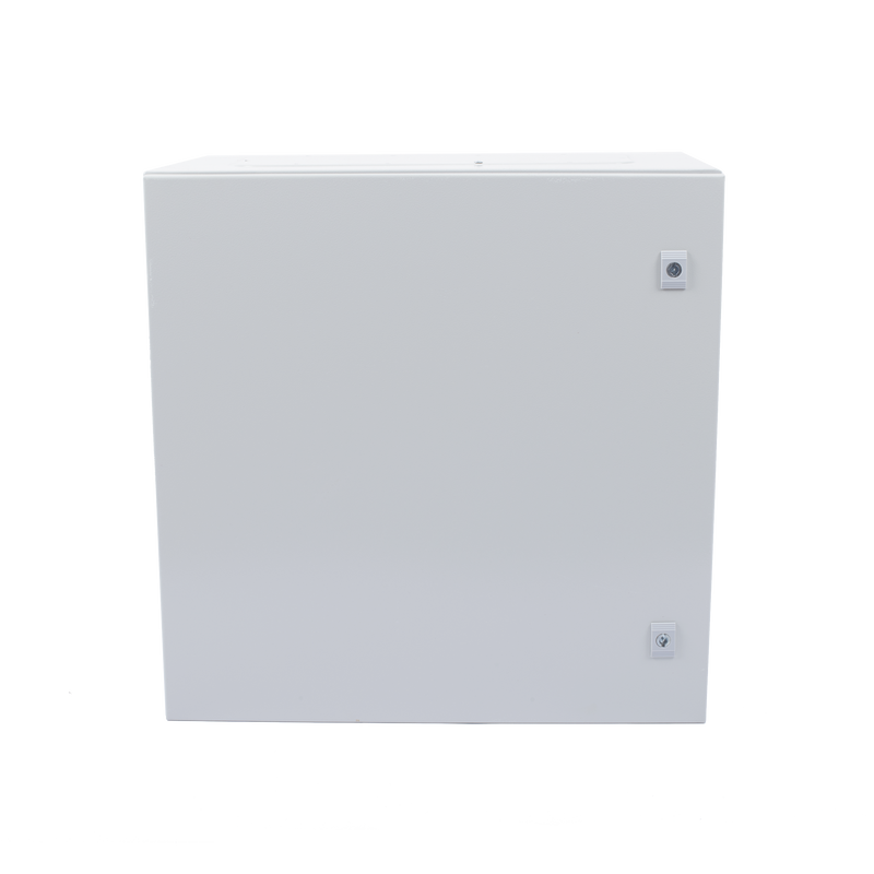 PST-6060-30A Gabinete de Acero IP66 Uso en Intemperie (600 x 600 x 300 mm) con Placa Trasera Interior Metálica y Compuerta Inferior Atornillable (Incluye Chapa y Llave T).