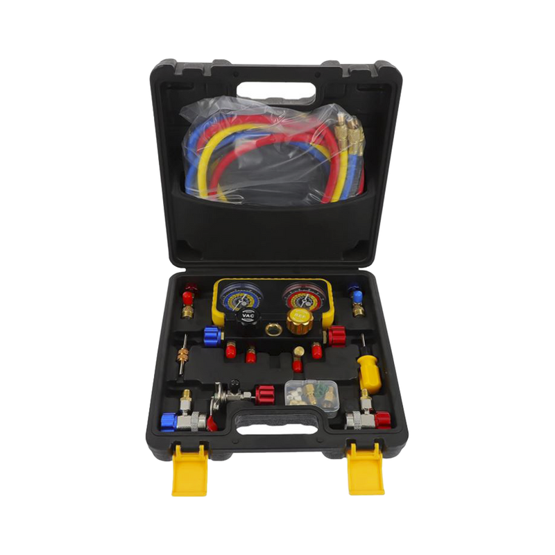 PSTH08002  Manómetro de 4 vías con Accesorios para Gas refrigerante  R410A/ R32/ R134A/R22