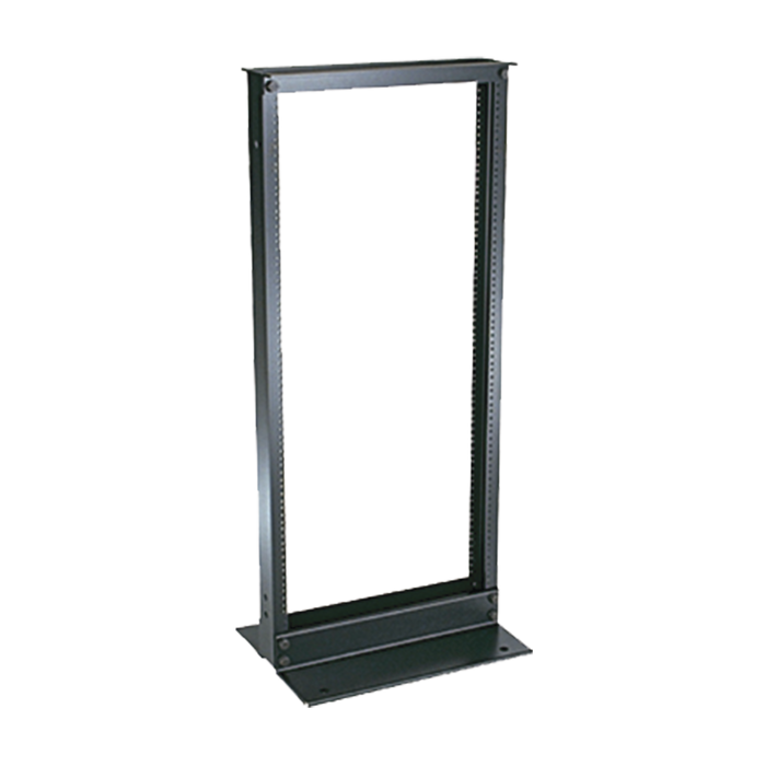 Rack de Dos Postes Estándar de 19 in, Rieles Numerados y Roscados #12-24, Fabricado en Aluminio, 24 Unidades de Rack, Color Negro