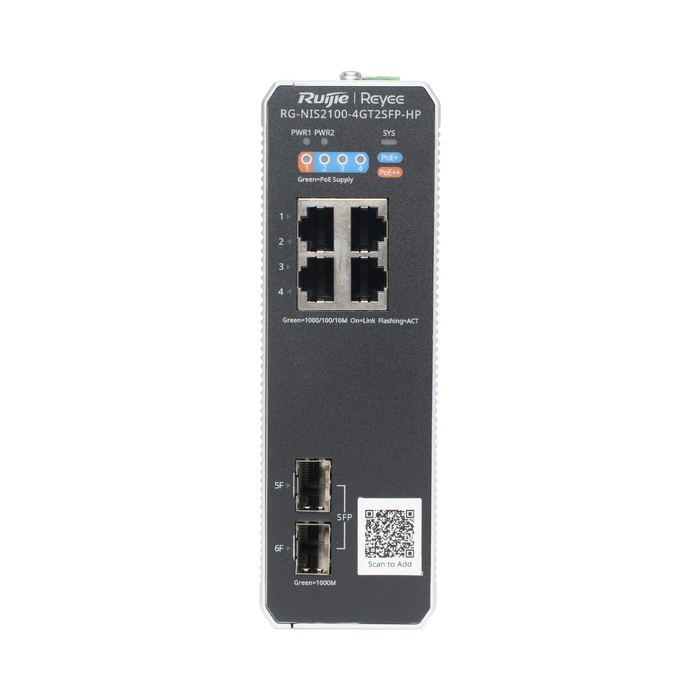 Switch Industrial PoE hasta , Ideal para temperaturas Extremas y protección contra descargas, 1 x PoE++ Port, 3 x PoE+ Ports, and 2 x SFP Uplink Ports