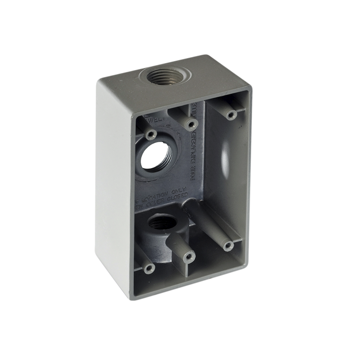 Caja Condulet FS de 1/2 (12.7 mm) con tres bocas a prueba de intemperie.