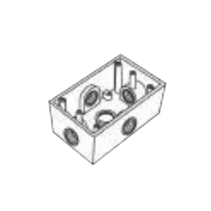 Caja Condulet FS de 3/4 (19.05 mm ) con cinco bocas a prueba de intemperie.