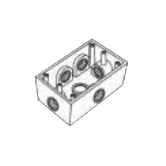 Caja Condulet FS de 3/4 (19.05 mm ) con seis bocas a prueba de intemperie.
