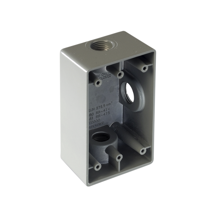 Caja Condulet FS de 1 ( 25.4 mm) con tres bocas a prueba de intemperie.