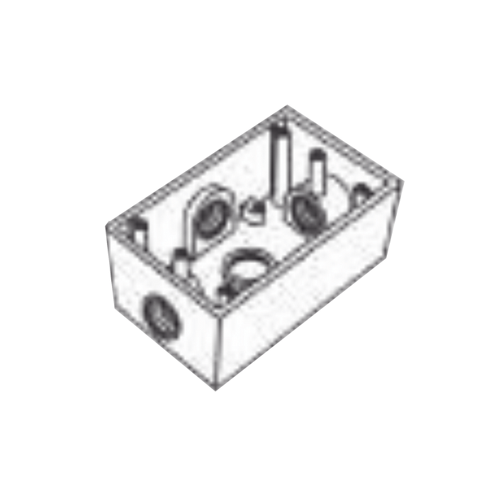 Caja Condulet FS de 1 (25.4 mm) con cuatro bocas a prueba de intemperie.