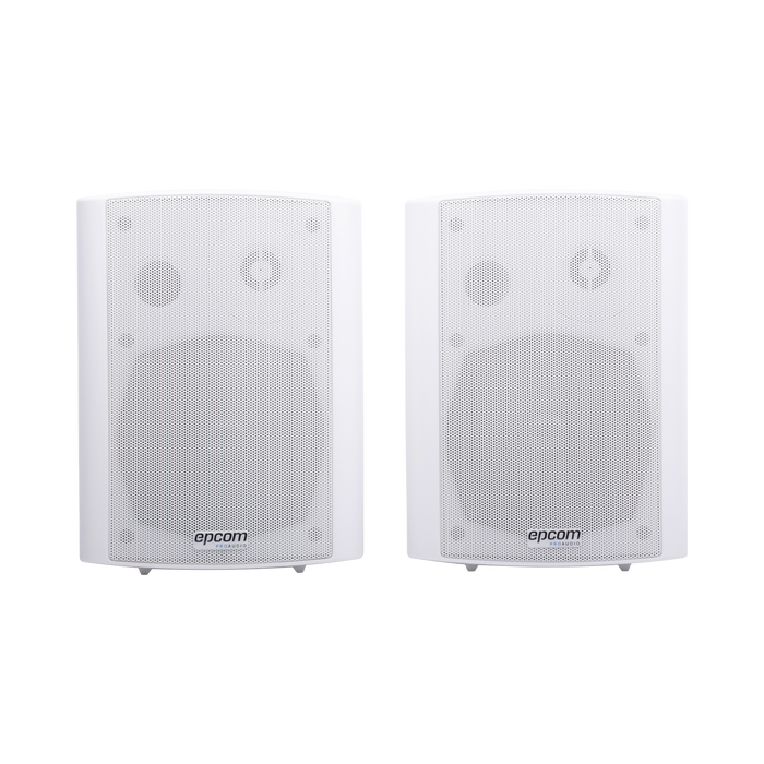 Altavoces Amplificada de Montaje en Pared 5+1.5 | RMS 20W@8ohms y Pasivo 20W | Material ABS | Reja Metálica | Bracket de Metal | Color Blanco