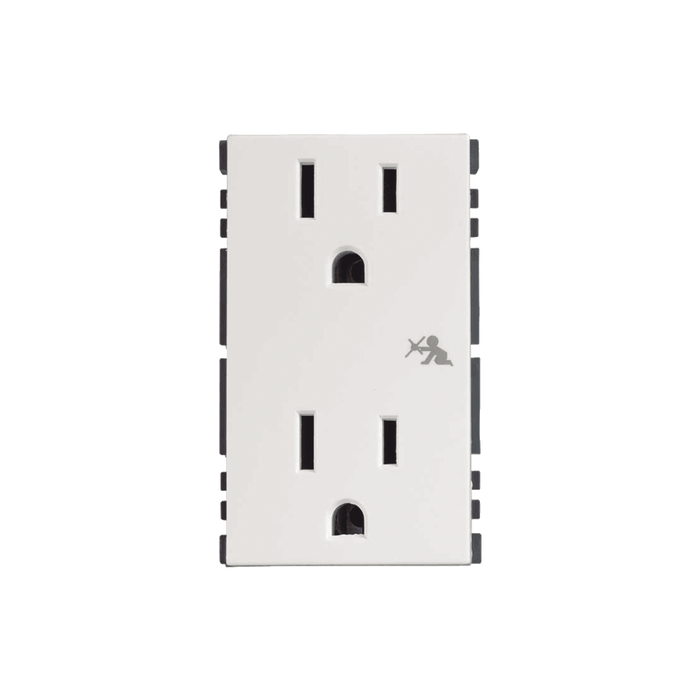 Módulo Color Blanco Duplex de Contactos Eléctricos / Necesita el SM-ADAP-FP Para Fijar a caja para Pavimento / (25424-30)