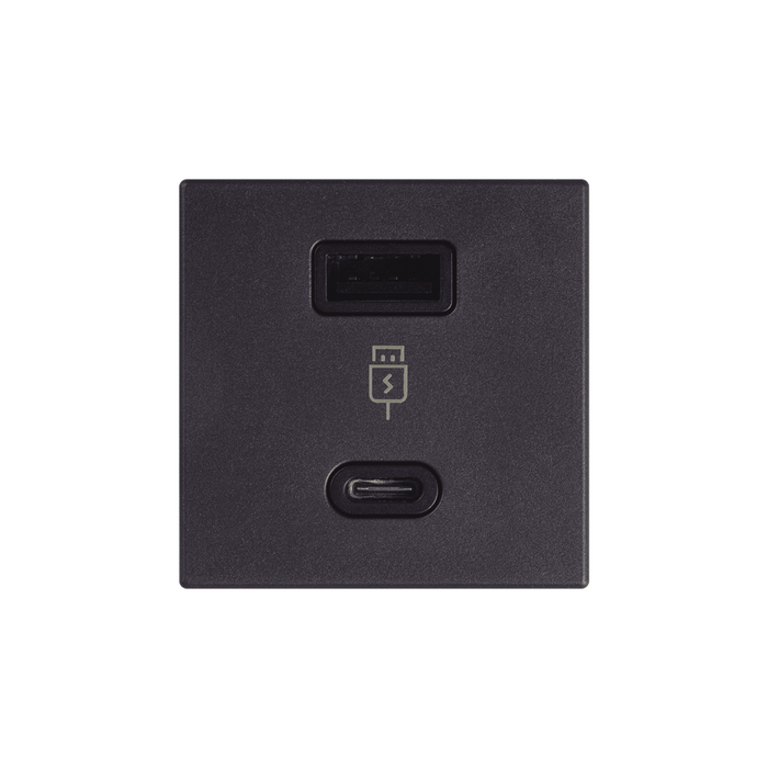 (K126F/14) 2x USB TIPO A+C 5VCD 4,2A Color Grafito