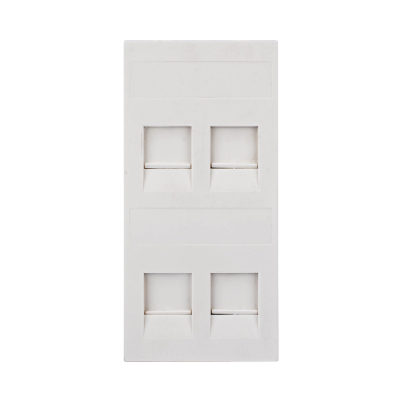 Placa Plana de Voz y Datos con Guardapolvo para 4 RJ45 / Color Blanco / 4 Puertos para Jacks Keystone / Compatible con Cajas de Pavimento SM-CPAV-2 y SM-CPAV-4 / Modelo S76C/9