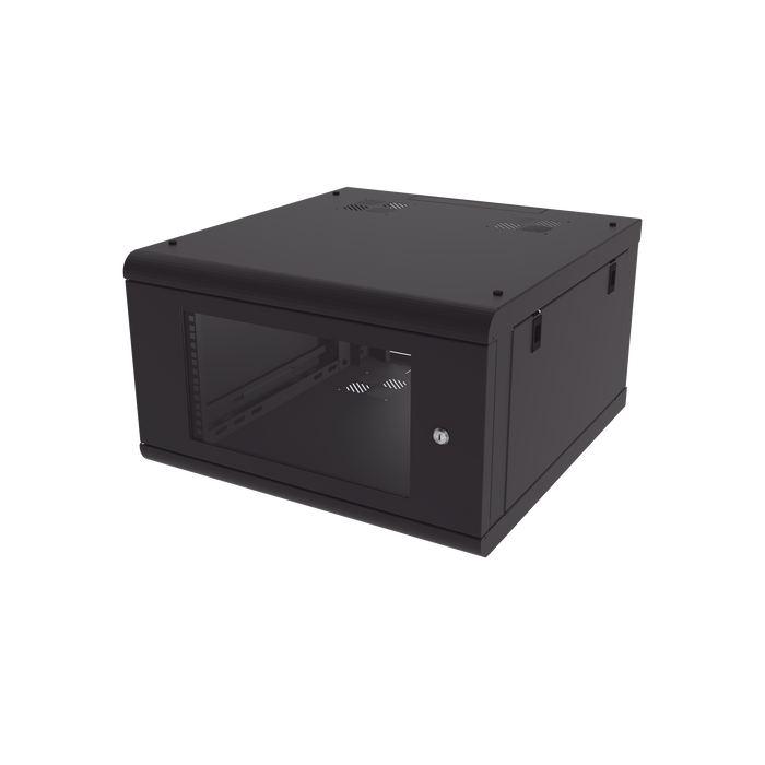 Gabinete de Pared con Puerta de Cristal Templado, 635 mm de Profundidad, 6U Rack de 19, Acero Reforzado