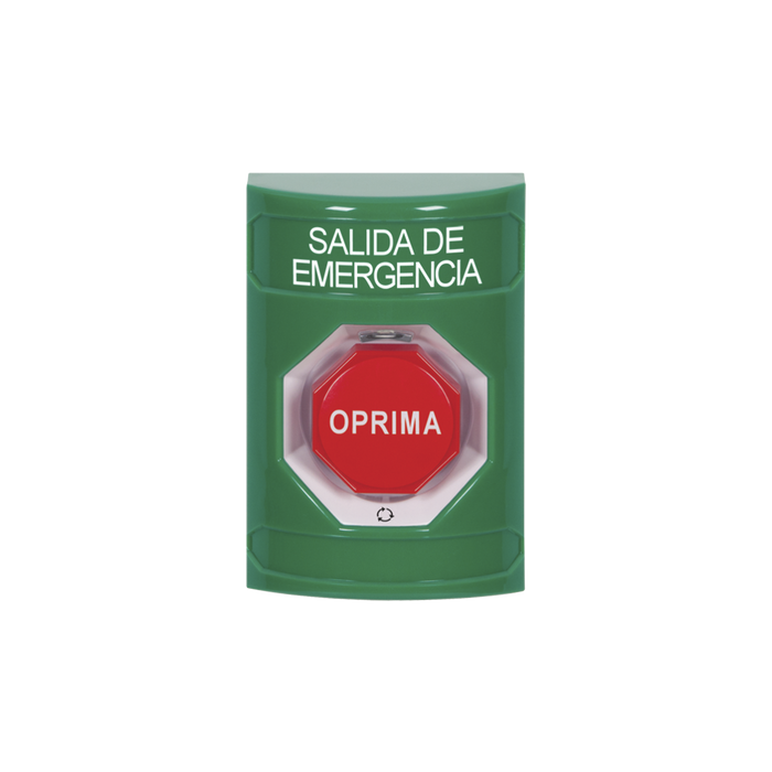 Botón de Salida de Emergencia , Texto en Español, Acción Mantenida, Girar para Restablecer, LED de iluminación