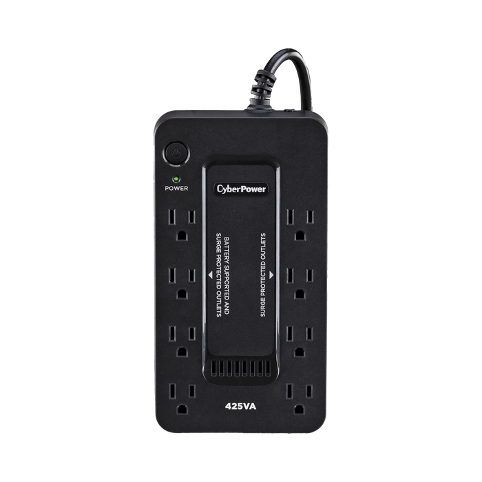 UPS de 425 VA/255 W, Topología Standby, Entrada 120 Vca NEMA 5-15P, Tipo Gabinete Compacto, Con 8 Tomas NEMA 5-15R