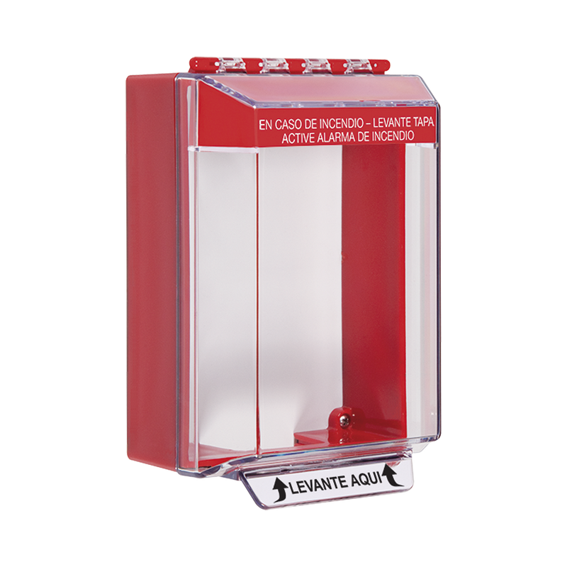 Cubierta Universal De Montaje Superficial, Con Espaciador 1.46, Serie Universal Stopper® Texto De Incendio En Español