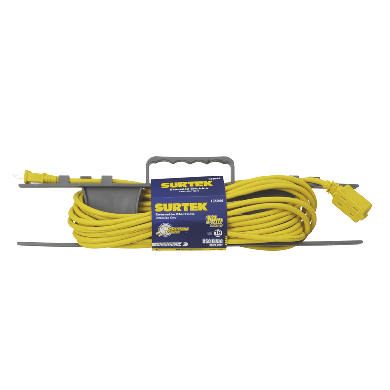 SYS-136041 Extensión eléctrica de Uso Rudo 4 metros / 127 V CA 10 A Máximo / Color Amarillo.