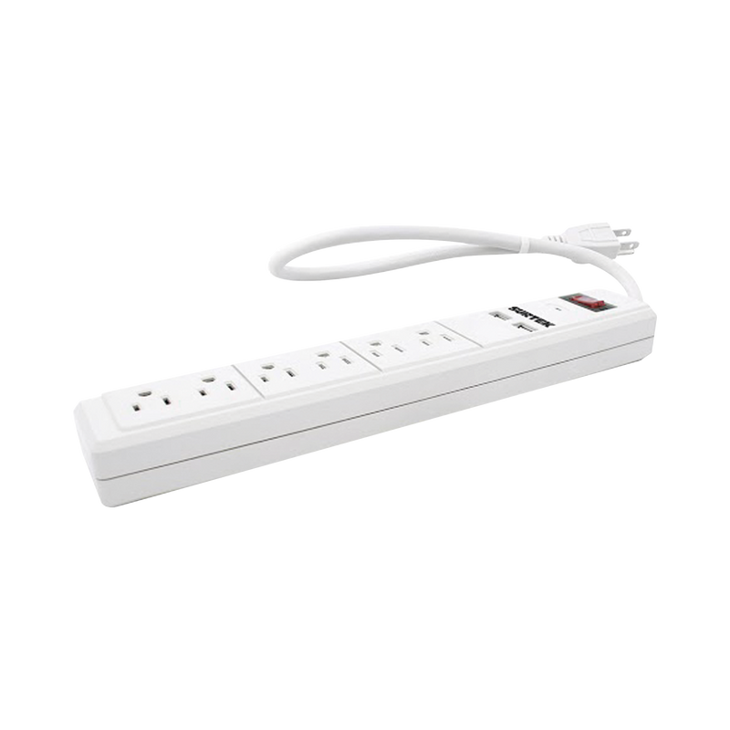 SYS-136204 Multicontacto con 6 contactos aterrizados y 2 puertos usb.