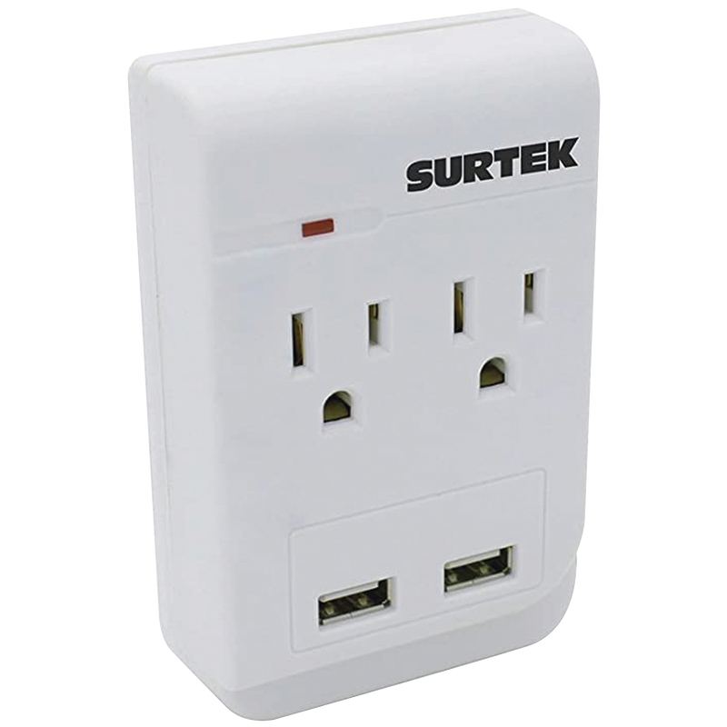 SYS-136205 Multicontacto de ABS con 2 contactos aterrizados  y 2 puertos USB.