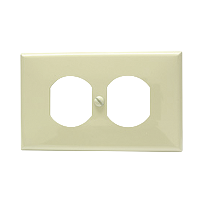 SYS-136600 Placa de plástico para contacto dúplex color marfil.
