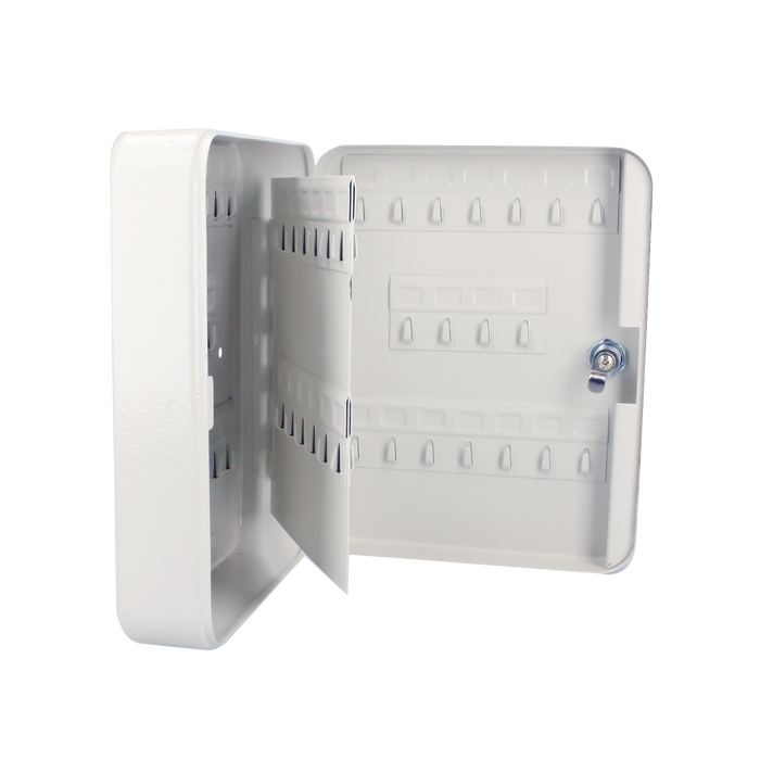 Caja para llaves con capacidad para 60 llaves/ Medidas 200 x 250 x 75 mm (ancho x alto x profundidad)/ Fabricada en acero/ Cerradura con llave.