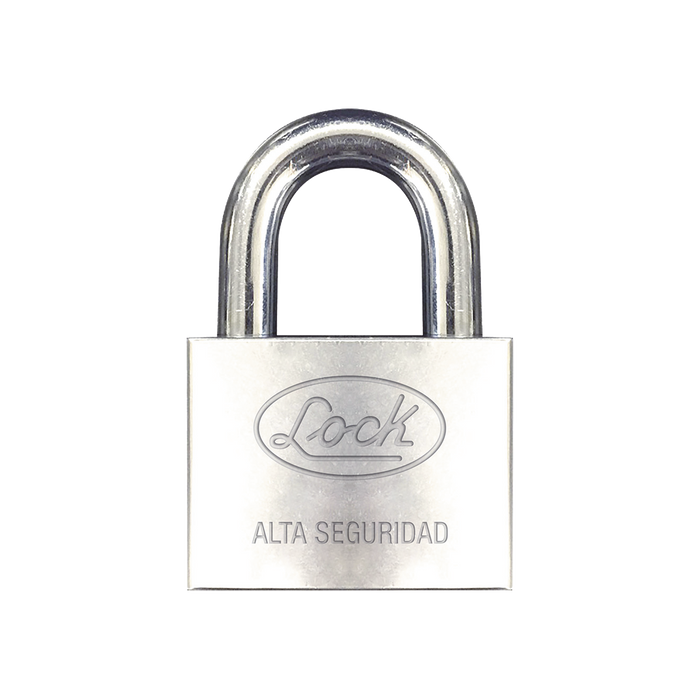 Candado de hierro alta seguridad con llave de disco/ Acabado Cromado/ Llaves Abloy/ Medida de Horquilla 34 mm.