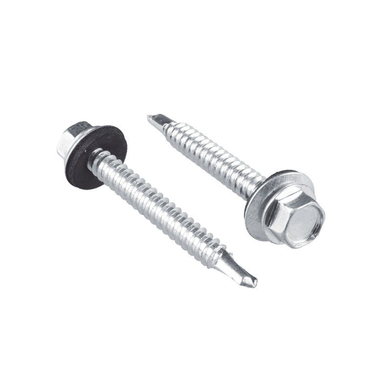 Tornillo - Pija cabeza hexagonal con rondana y punta broca #14 x 1, 100 piezas