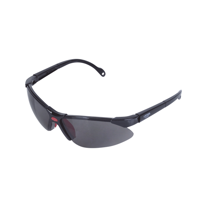 Lentes de seguridad modelo Orión negro, armazón de plástico.