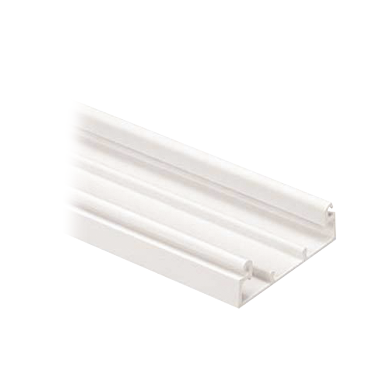 T45BIW8 Base para canaleta T-45, de PVC rígido, con orificios perforados para montaje, 60.3 x 18.5 x 2400 mm, Color Blanco Mate